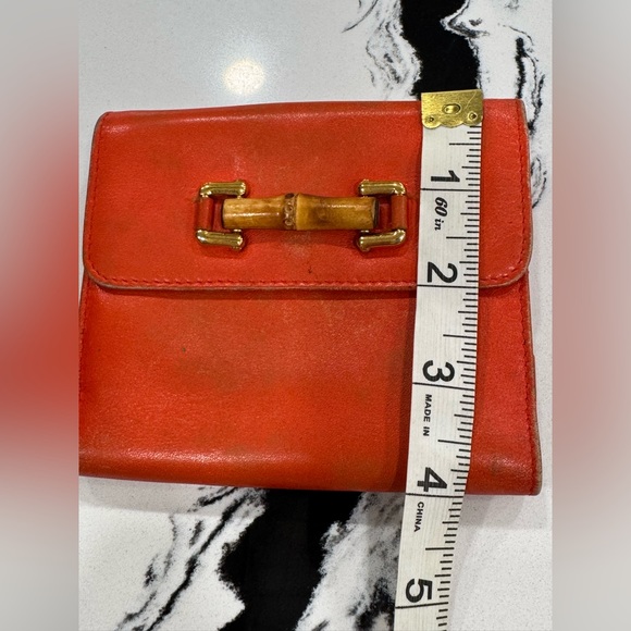 ✨ Vintage Gucci Bamboo Bar Wallet Burnt Orange Leather Bifold Italy - Picture 16 of 16